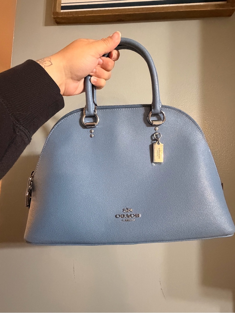 Coach Pebbled Leather Satchel in Blue